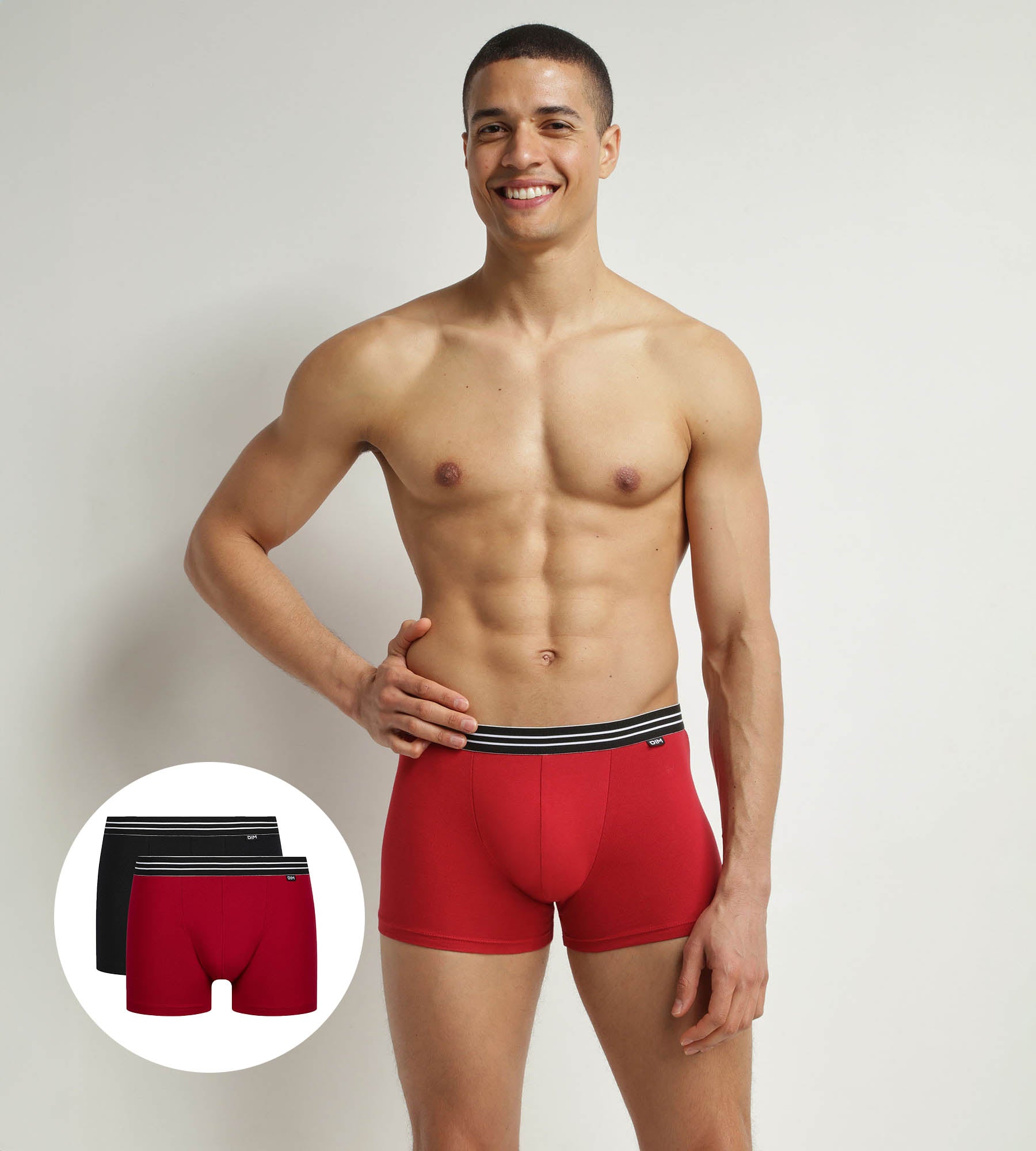 Pack de 2 boxers de hombre de algodon elastico rojo y negro EcoDim DIM